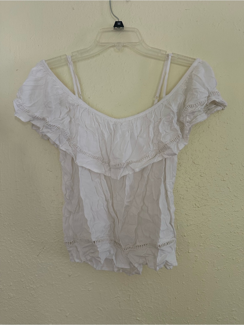 White Ruffle Off-Shoulder Women's Top